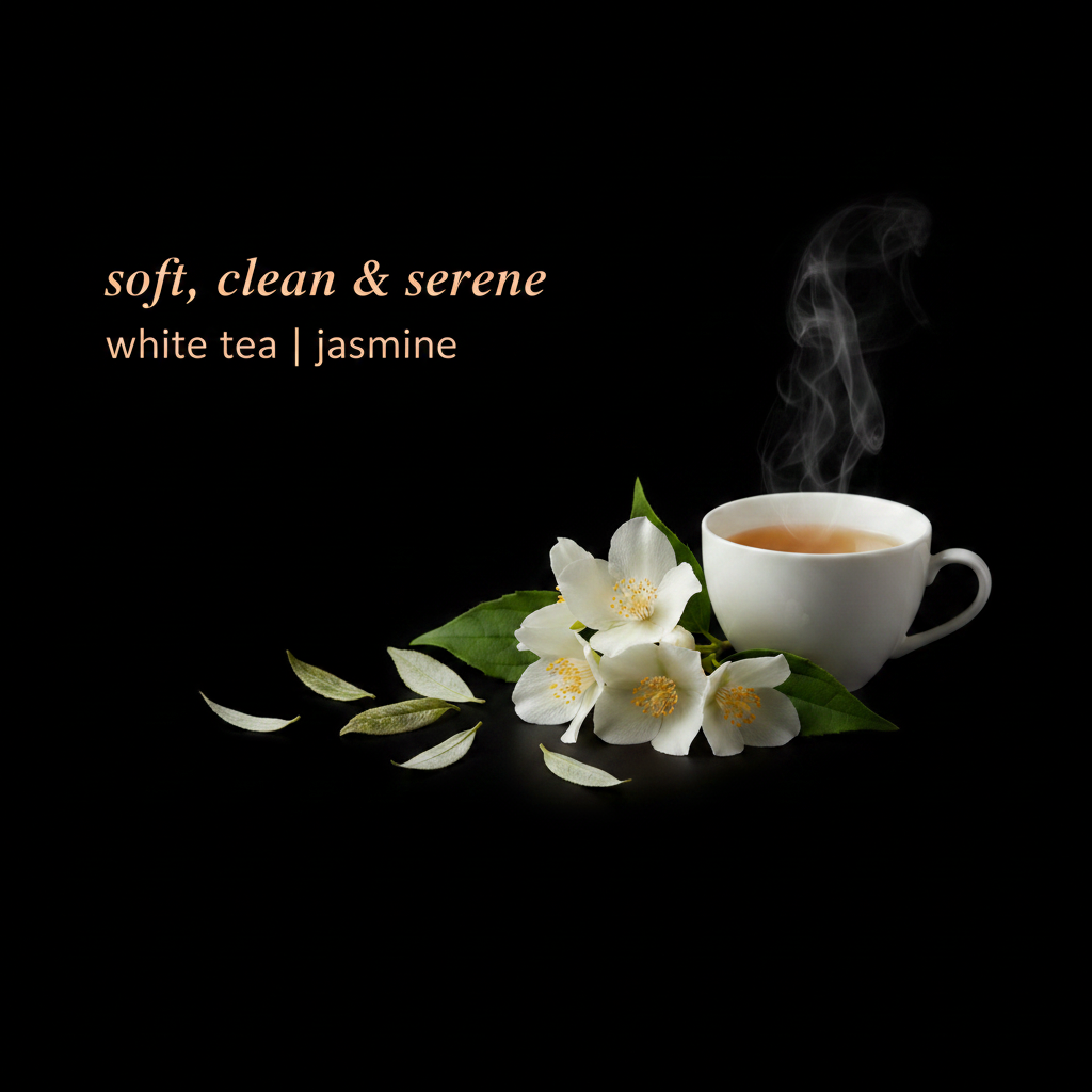Tranquil Candle - Fragrance Notes - White Tea & Jasmine